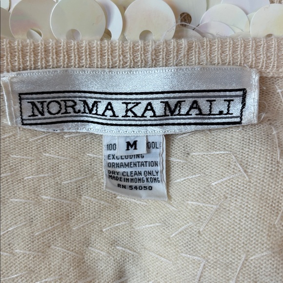 Norma Kamali Vintage 1980 Pailette Sequin Cream Iridescent Cardigan size Medium - Picture 12 of 13